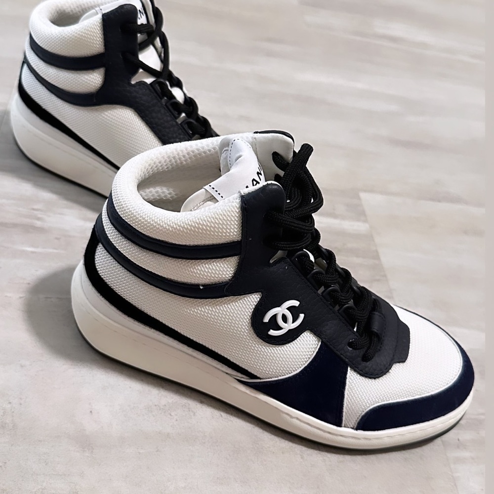 Chanel, new in box, high top sneakers